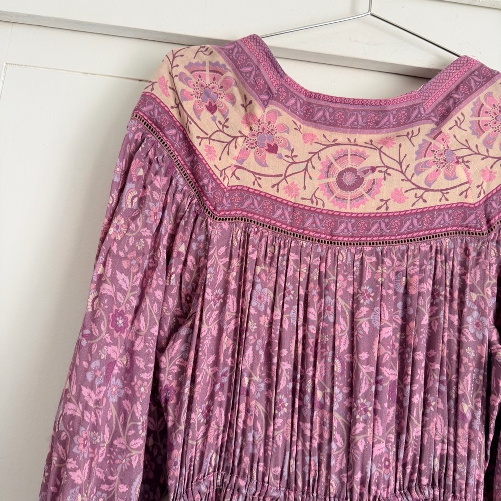 Spell Mauve Purple Bohemian Maxi Dress with Cream Trim - Picture 6 of 8
